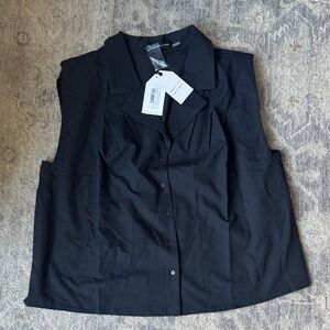 English Factory Navy Sleeveless Button-Down Shirt